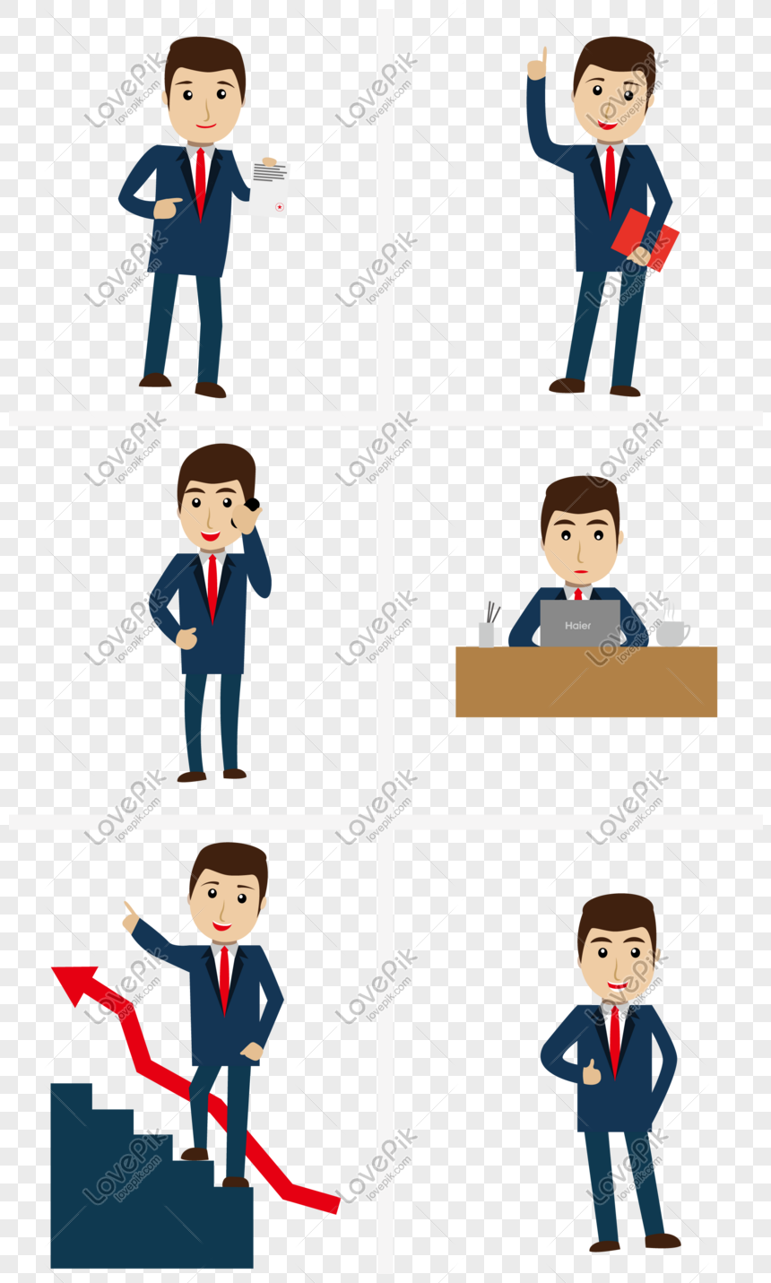 Business Office White Collar Cartoon Vector Character Png