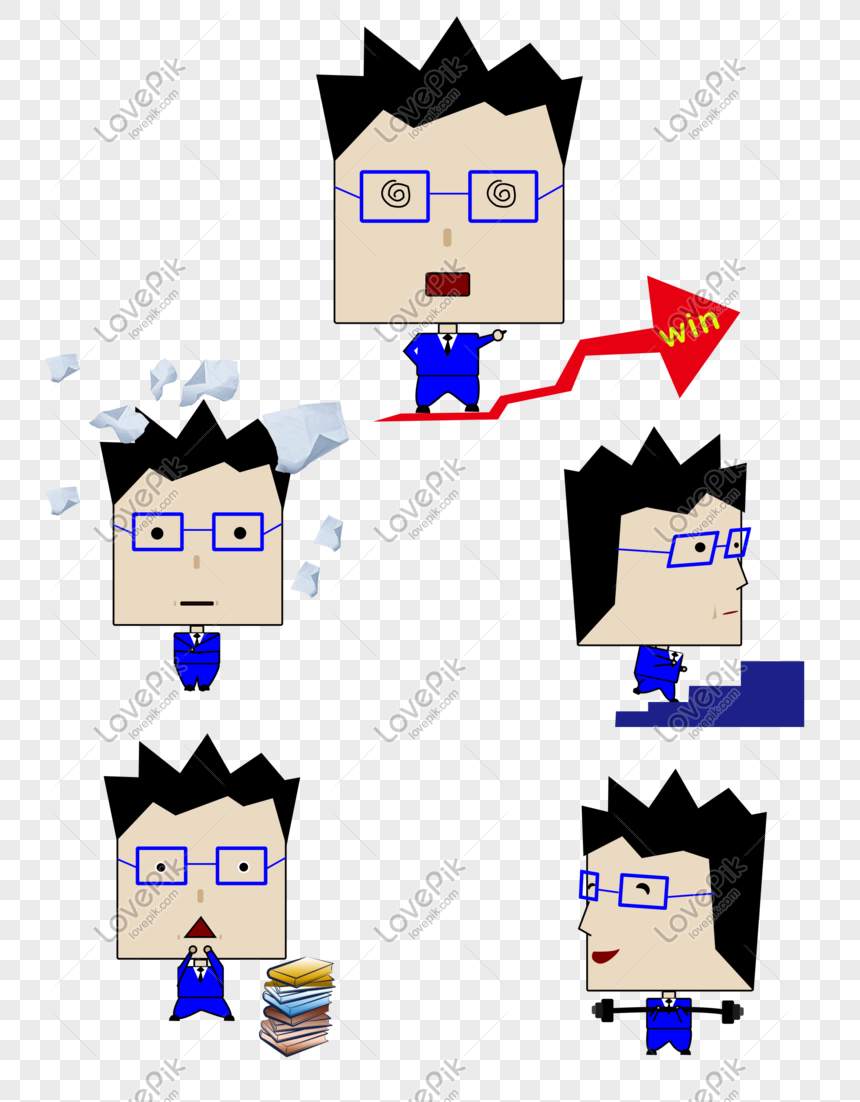Business Flat Wind Square Face Workplace Cartoon Men Free PNG And Clipart  Image For Free Download - Lovepik | 649833119