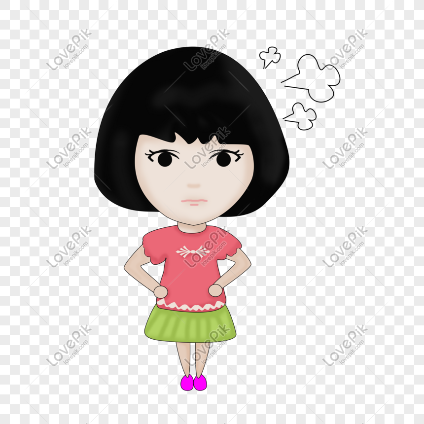 Cartoon Cute Angry Girl With Hands On Hips PNG White Transparent And  Clipart Image For Free Download - Lovepik | 649833282