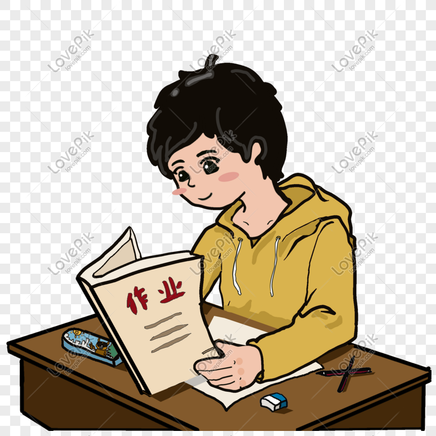 Students who carefully check their homework, Homework, summer vacation, winter vacation homework png transparent background