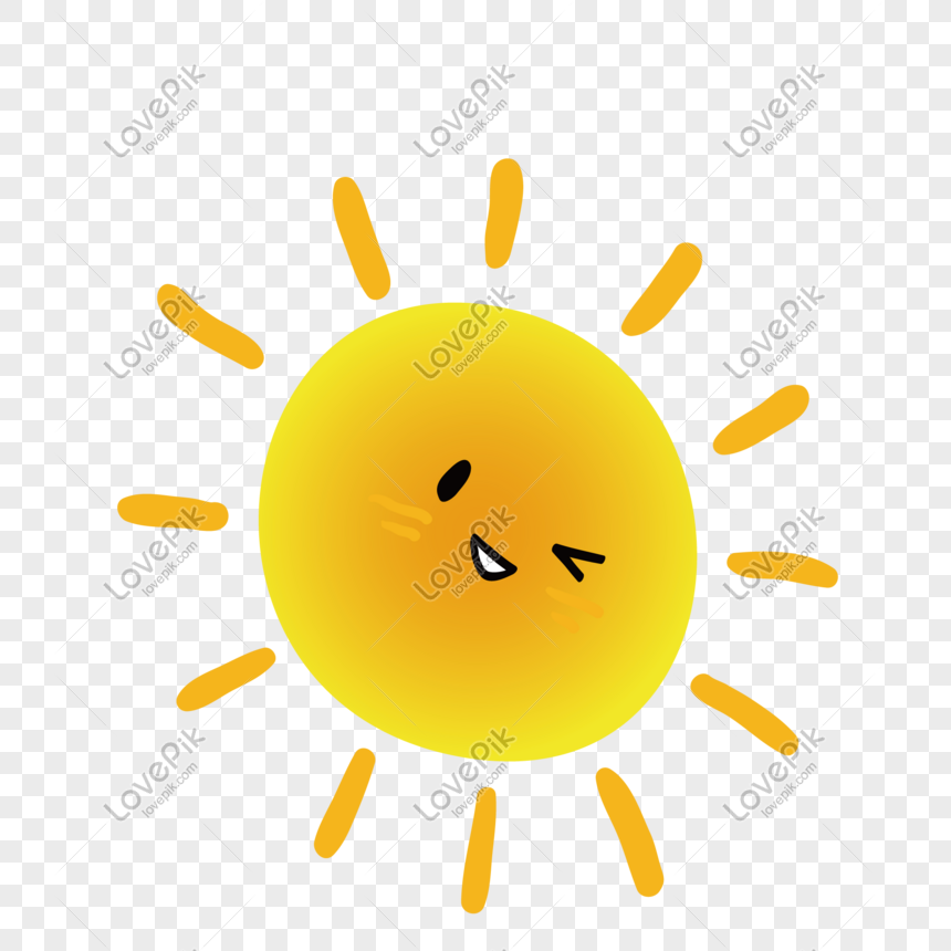 Hand Painted Charming Winking Sun PNG Transparent Background And ...