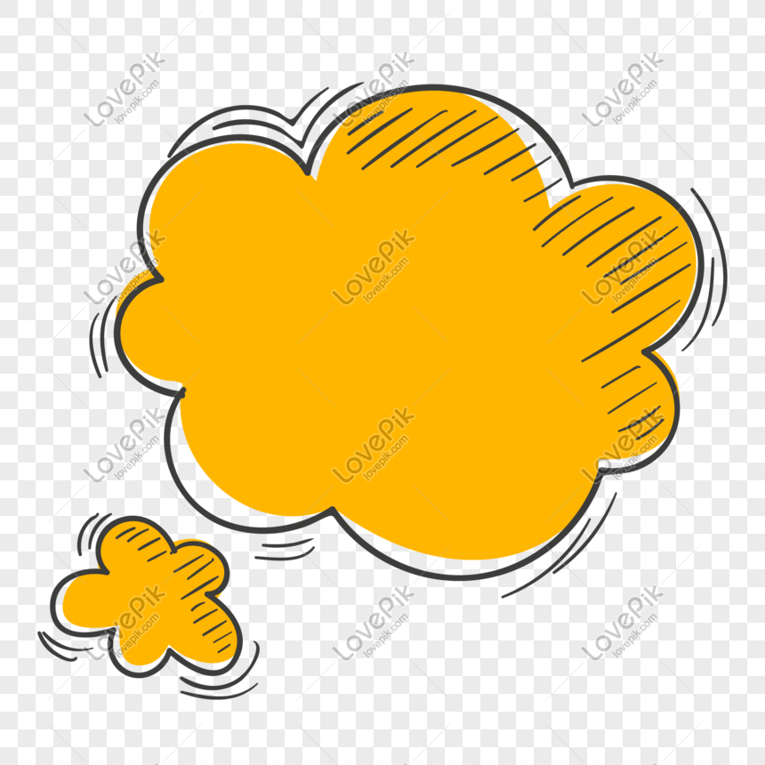 Yellow bright doodle comic style speech bubble, Yellow, eye-catching, emphasized png transparent image