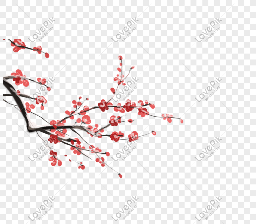 中國風手繪紅色臘梅花psd圖案素材免費下載 尺寸2295 00px 圖形id Lovepik
