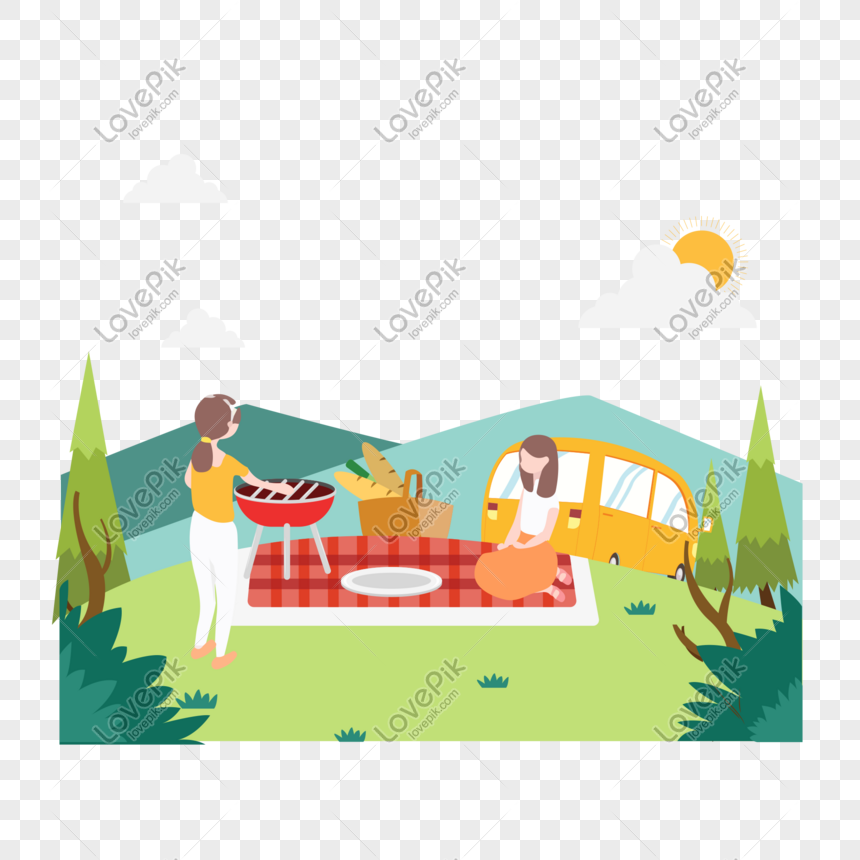 Spring Tour Travel Picnic Cartoon Scene Vector Free Illustration Free PNG  And Clipart Image For Free Download - Lovepik | 610125709