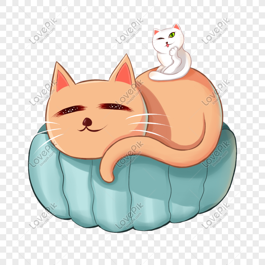 Cartoon Hand Drawn Cute Kitten PNG Picture And Clipart Image For Free ...