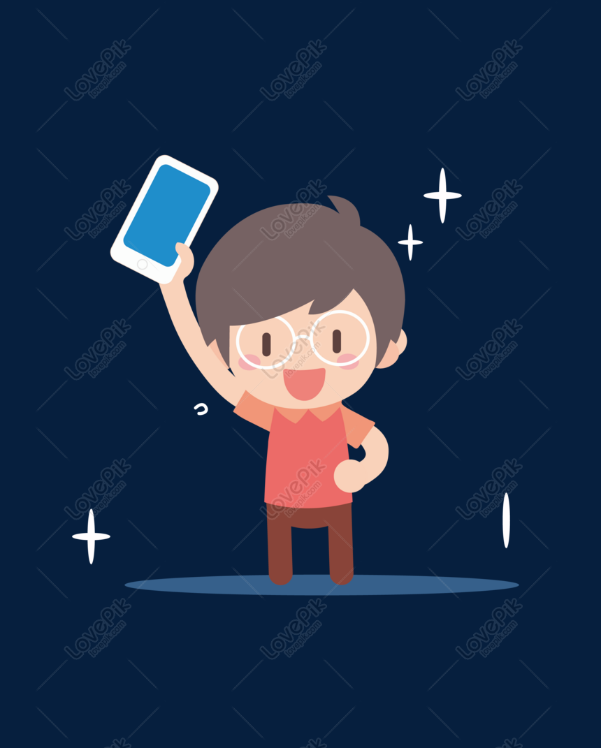 Cartoon Character Holding Mobile Phone PNG Hd Transparent Image And Clipart  Image For Free Download - Lovepik | 610220224