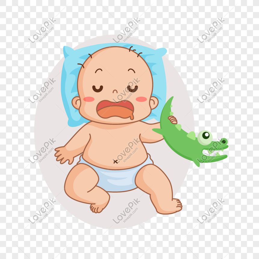Baby dinosaur toy sleeping baby vector material, Baby, adorable baby, dinosaur png image