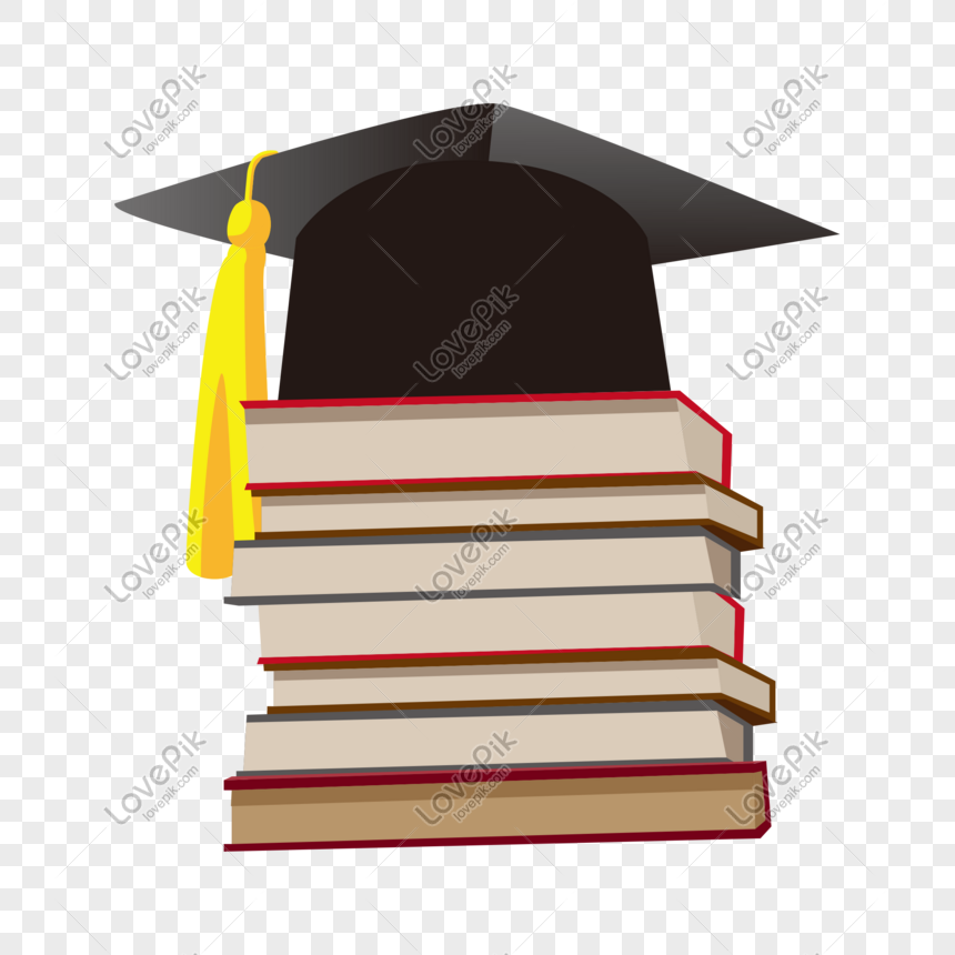 Vector Flat Bachelor Hat Books Free PNG Image And Clipart Image For ...