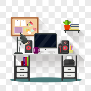 Cartoon Minimalist Style Study Corner Vector Picture PNG Image Free ...