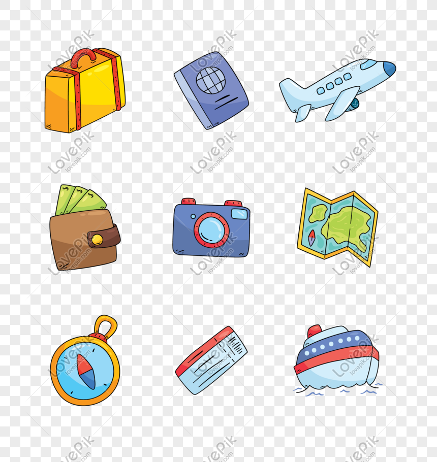 Cartoon travel icon vector material, Travel, travel icon, cartoon png hd transparent image