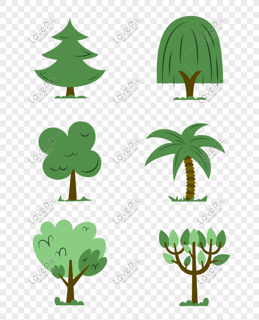 Kartun Berbagai Gambar Vektor Pohon Hijau PNG Grafik Gambar Unduh Gratis Lovepik