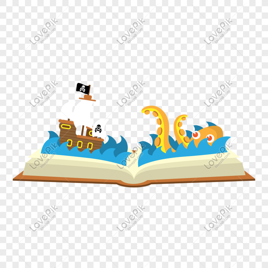 Cartoon book in the sea world vector material, Ocean, ocean world, world png picture