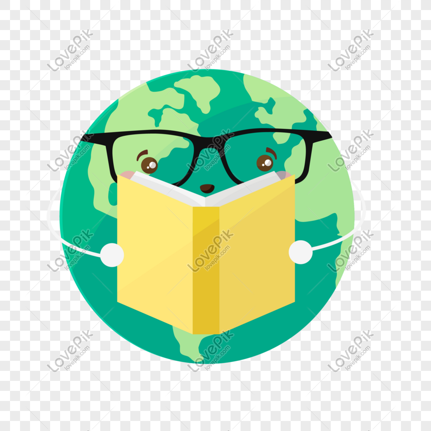 Earth reading book vector material with glasses, Reading, reading the earth, reading the earth free png