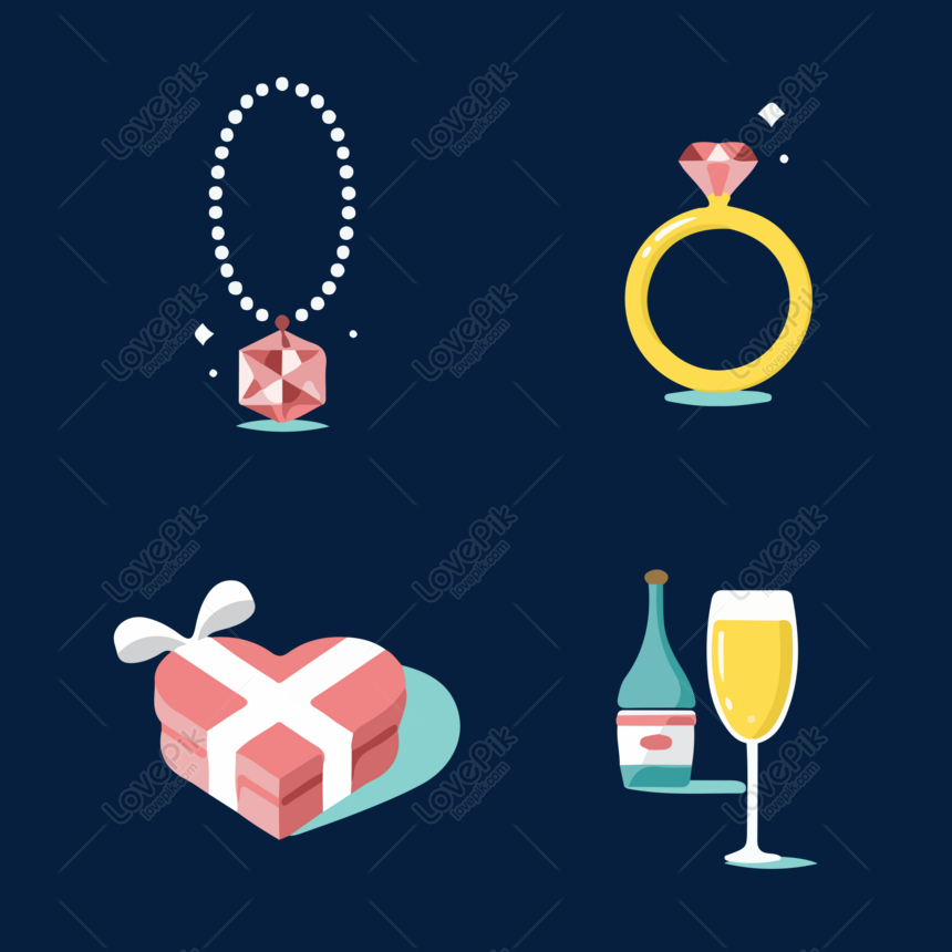 Dating gift proposal must-have small objects vector free illustr, Dating gifts, marriage proposal, small objects png transparent background