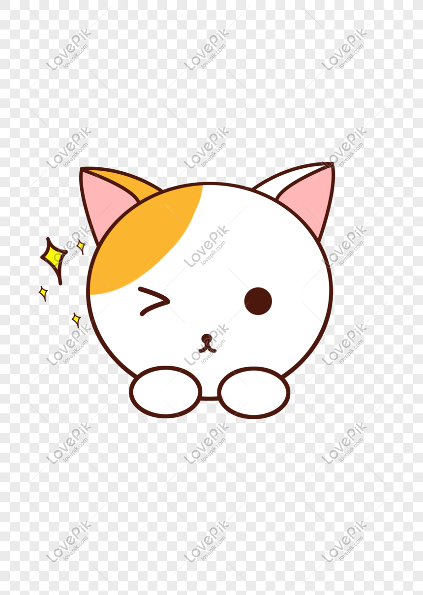 Small Fresh Animal Hand Painted Cute Winking Cat Png PNG ...