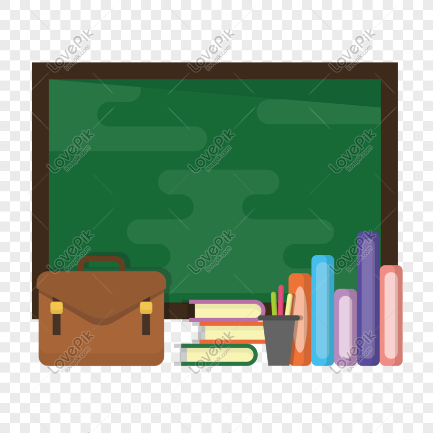 Cartoon classroom blackboard and book vector material, Teacher, classroom, blackboard free png