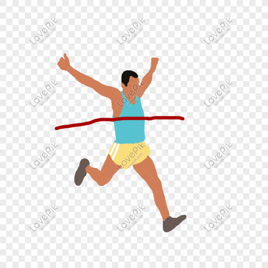Athlete rushing to the finish line vector, Running, running, running track png transparent background