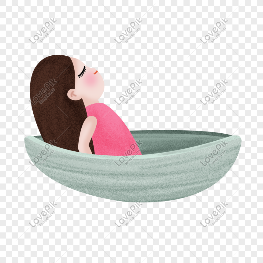 ボートで長い髪のピンクのドレスの女の子手描きイラストpsdイメージ グラフィックス Id Prf画像フォーマットpsd Jp Lovepik Com