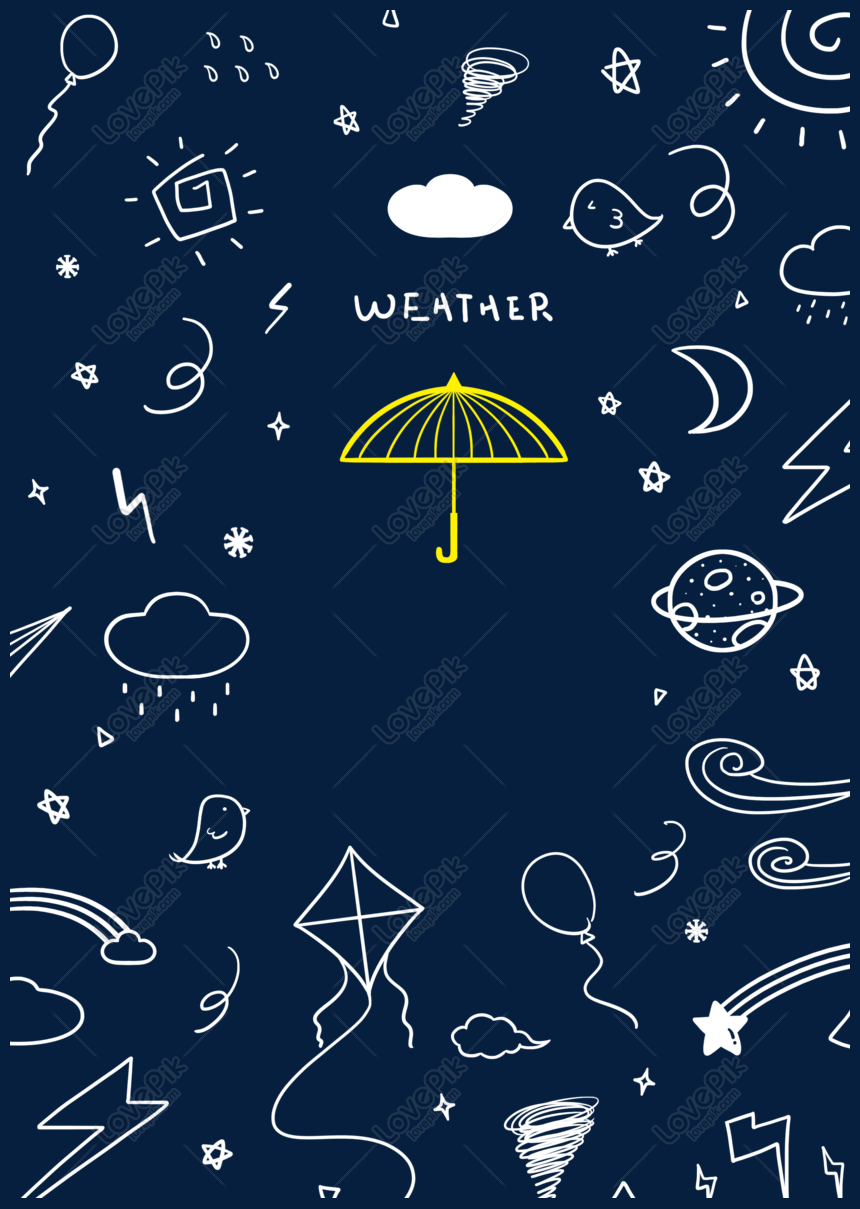 Hand Drawn Cartoon Doodle Weather Class Cute Little Decoration PNG ...