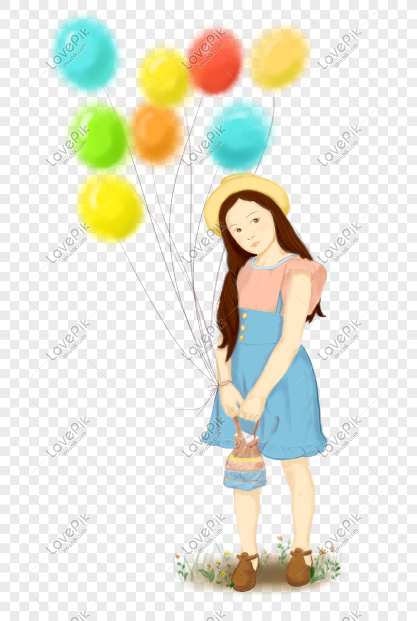 Gadis Kecil Memegang Balon PNG Grafik Gambar Unduh Gratis Lovepik