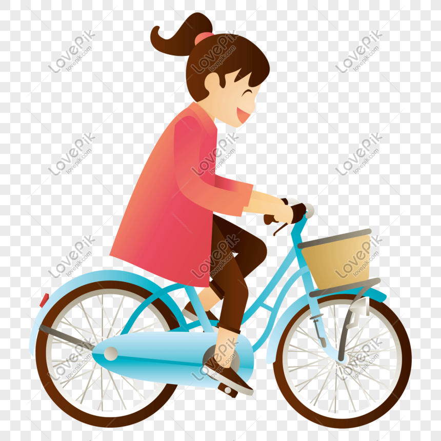 Cartoon Vector Hand Drawn Girl Riding A Bike Free PNG And Clipart Image For  Free Download - Lovepik | 610382579