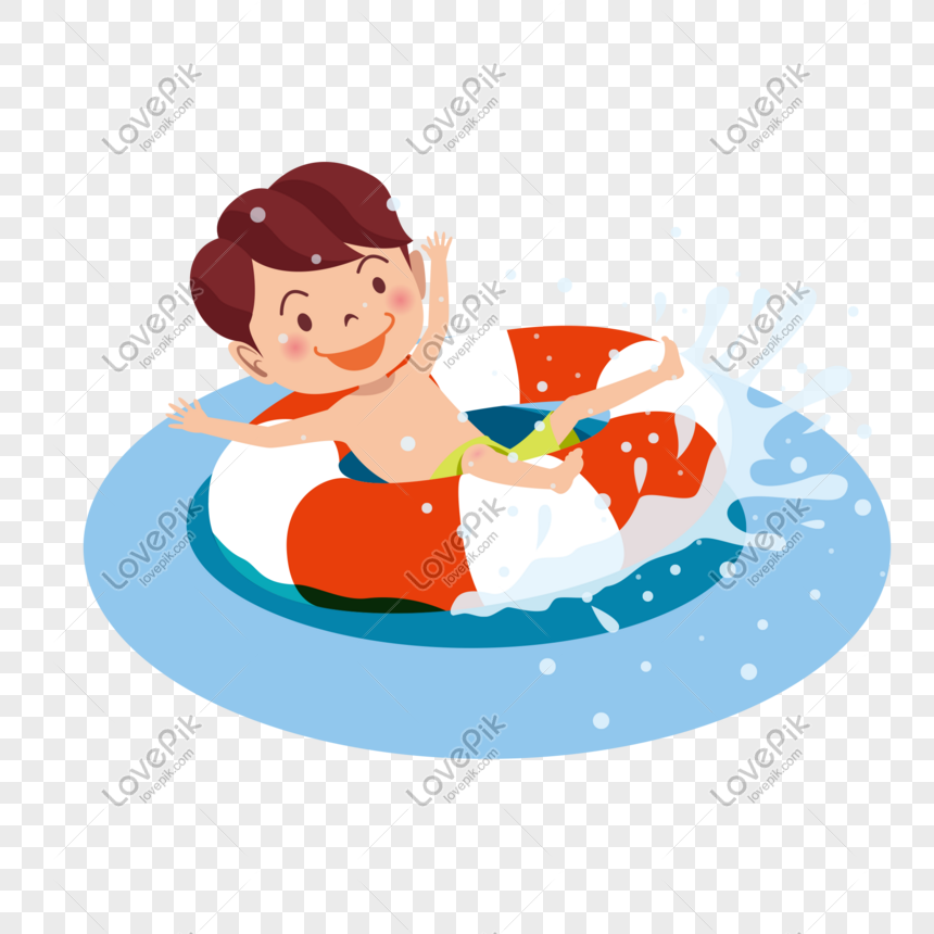 Universal Holiday Color Cartoon Hand Drawn Children Swimming PNG ...