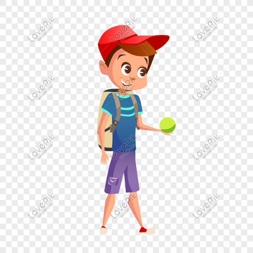 Cartoon Boy Holding Tennis Ball Vector Material Png Image Picture Free Download Lovepik Com