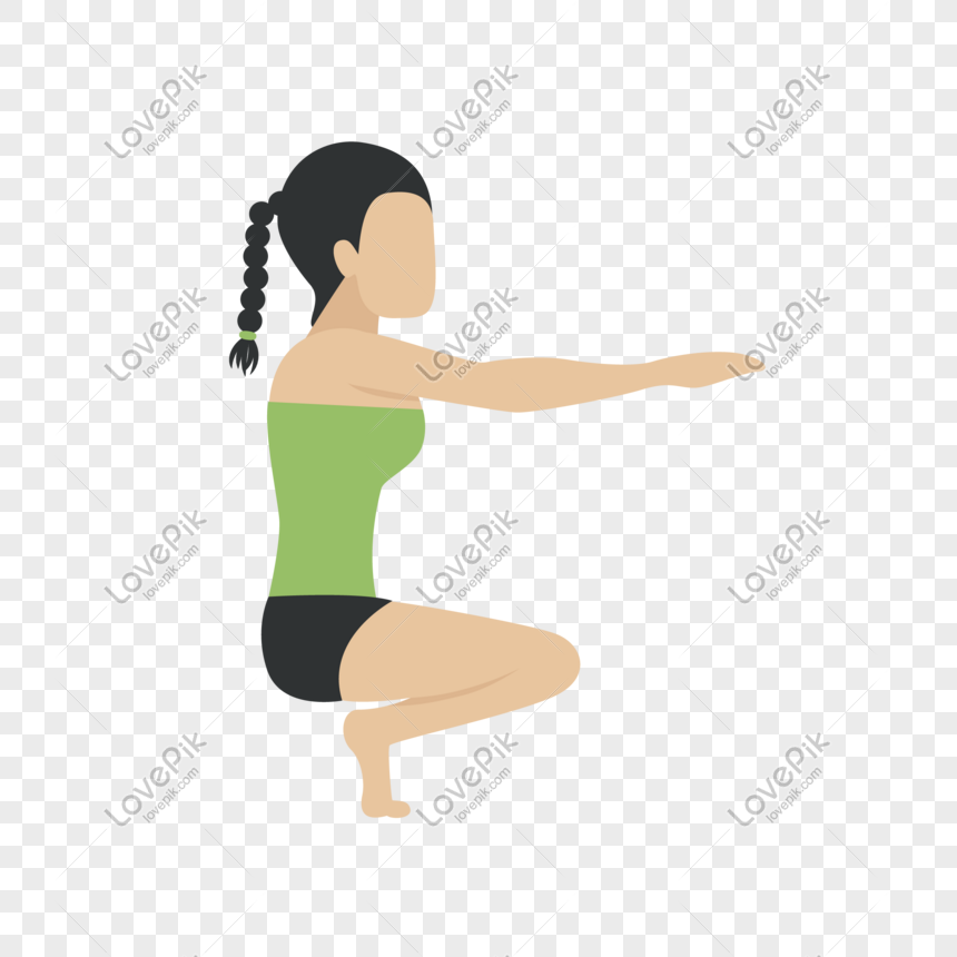 Vetor do Stock: collection of slim young girl practicing yoga stretching  exercises. poses of yoga positions. Shapes of young lady doing yoga fitness  workout. Set of yoga positions flat isolated vector png