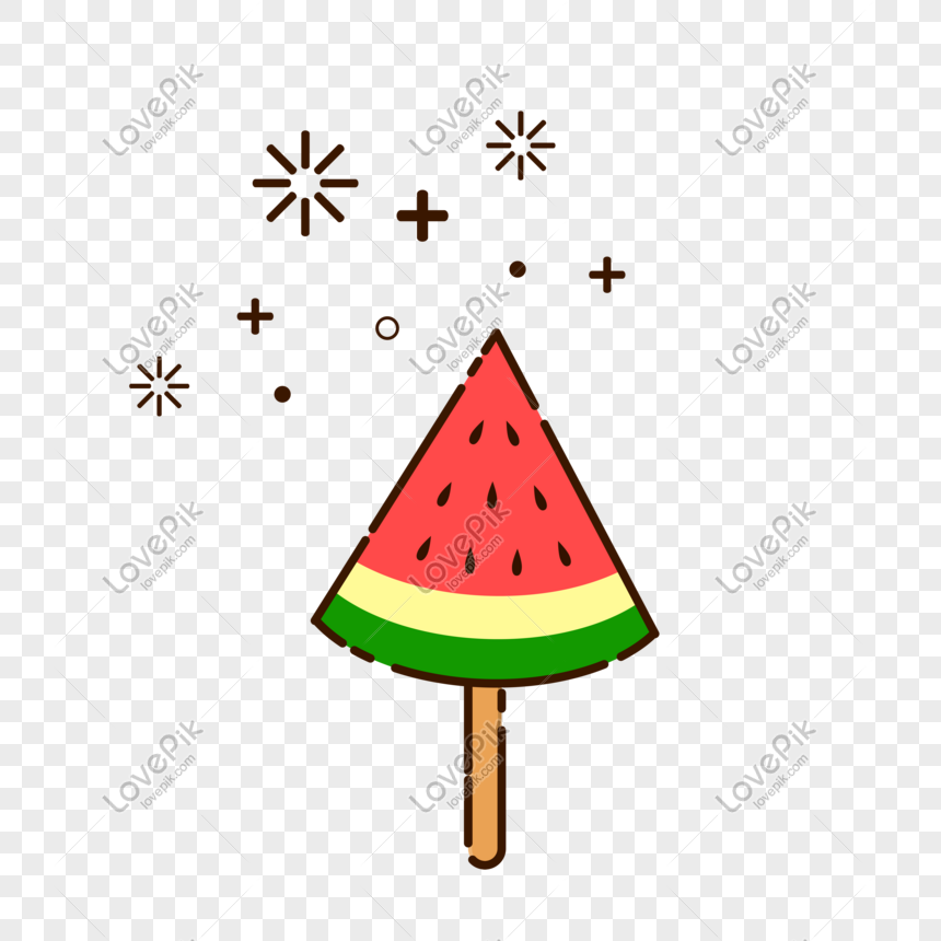 Hand Drawn Vector Mbe Style Watermelon Ice Cream PNG Image Free ...