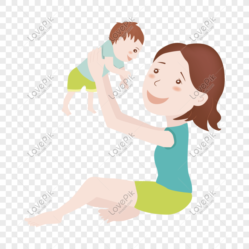 Cartoon Hand Drawn Mother Playing With Baby PNG Hd Transparent Image And  Clipart Image For Free Download - Lovepik | 610422424