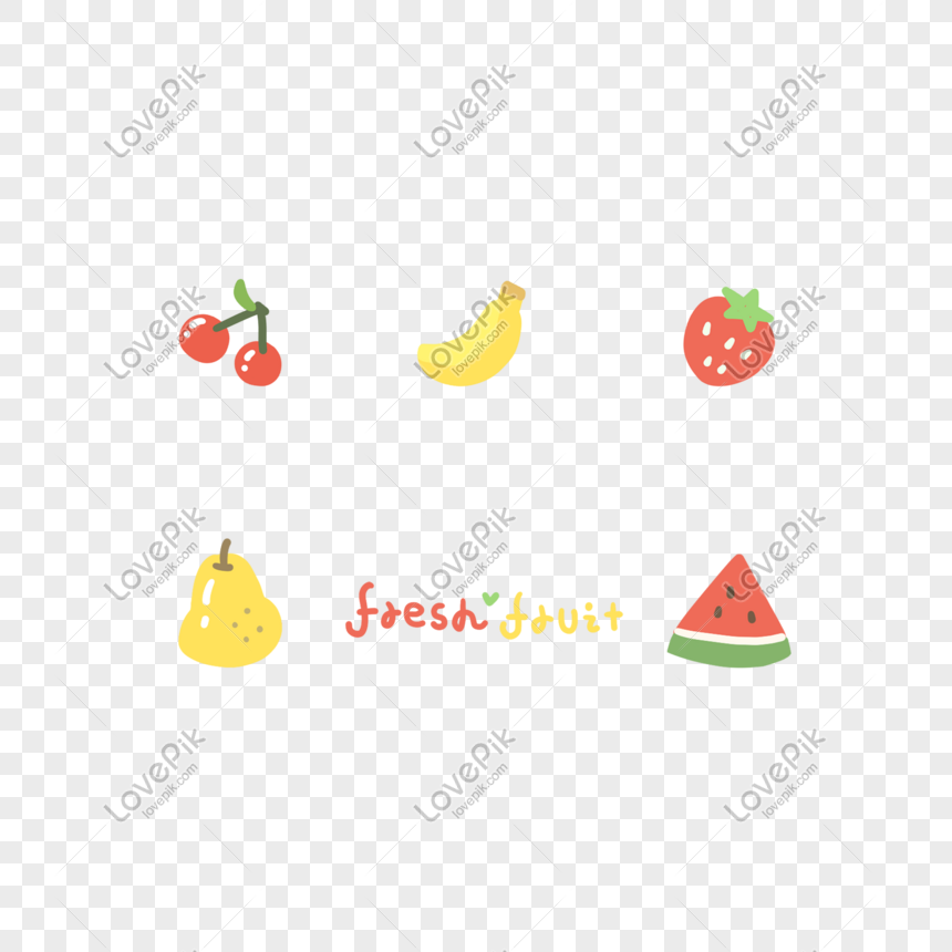 Summer Hand Drawn Cartoon Fresh Cute Fruit Icon Icon Vector PNG ...