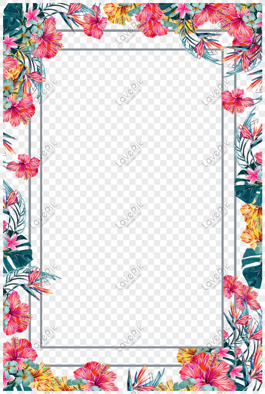 Hand-painted Beautiful Flower Story Border PNG Image Free Download And ...