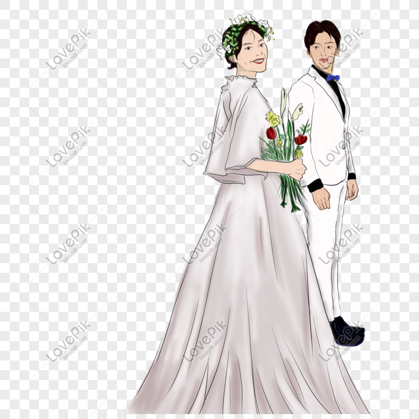 Wedding Groom Bride Cartoon Illustration PNG Hd Transparent Image And  Clipart Image For Free Download - Lovepik | 610453054