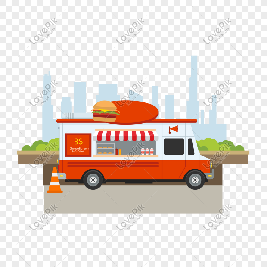 Download Hamburger Food Truck Vector Material In The City Png Image Psd File Free Download Lovepik 610485973
