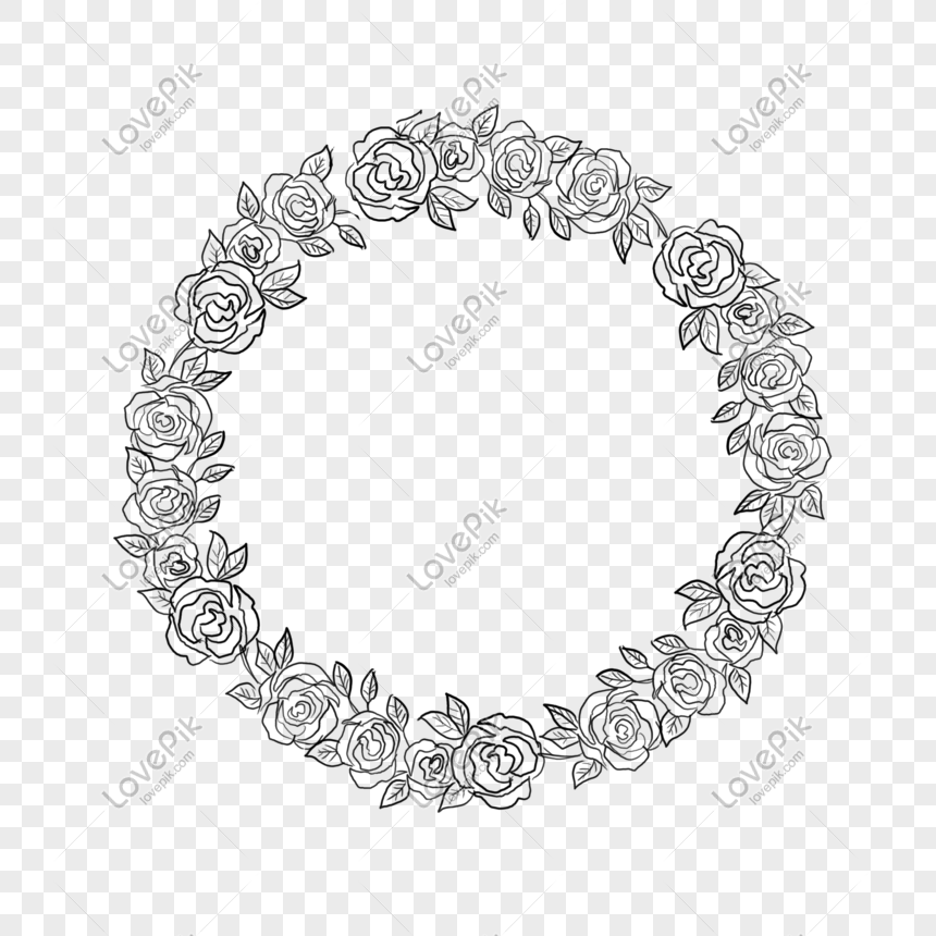 Small Fresh Round Hand Painted Decorative Wreath PNG White ...