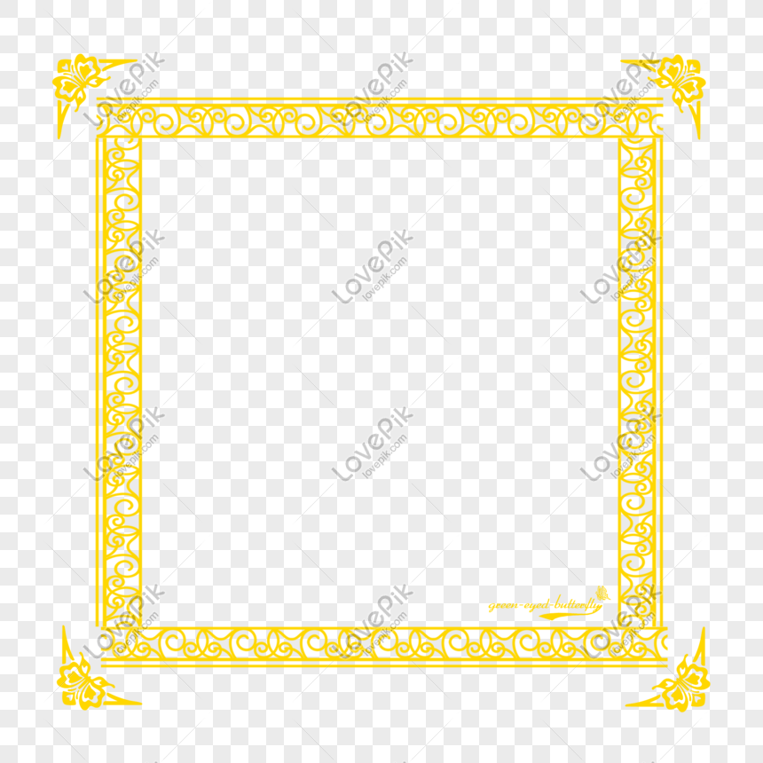 Yellow Border Beautiful Pattern Element, Fresh, Creative, Square Png Hd 