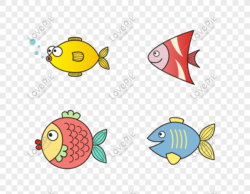 Cartoon Hand Drawn Colorful Fish Elements PNG Transparent Image And Clipart  Image For Free Download - Lovepik | 610498647