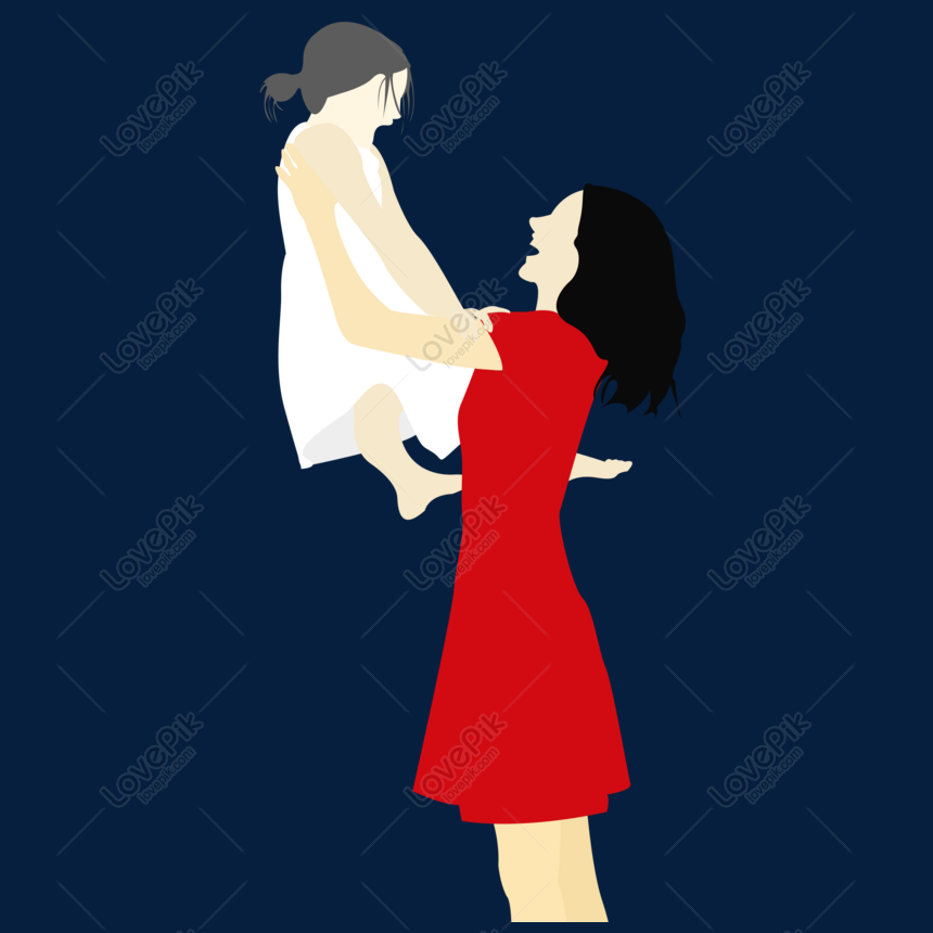 mom hugging child clipart vector