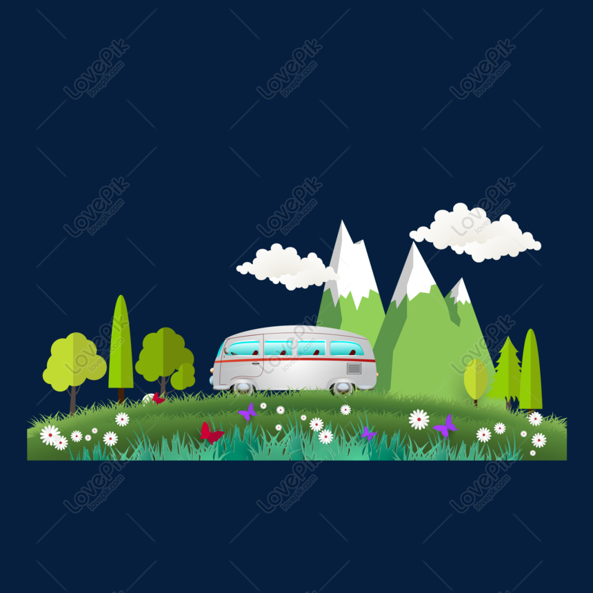 Cartoon travel bus vector material, Travel, travel bus, bus png image
