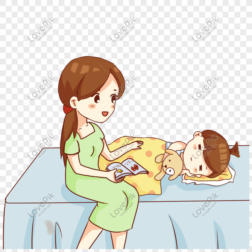 Hand Drawn Cartoon Mom Telling Daughter About Bedtime Story PNG Transparent  Background And Clipart Image For Free Download - Lovepik | 610567440