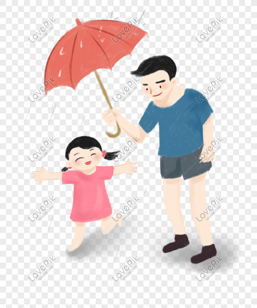 Ayah Hari Ayah Memberi Anak Perempuan Ilustrasi Payung Png Grafik
