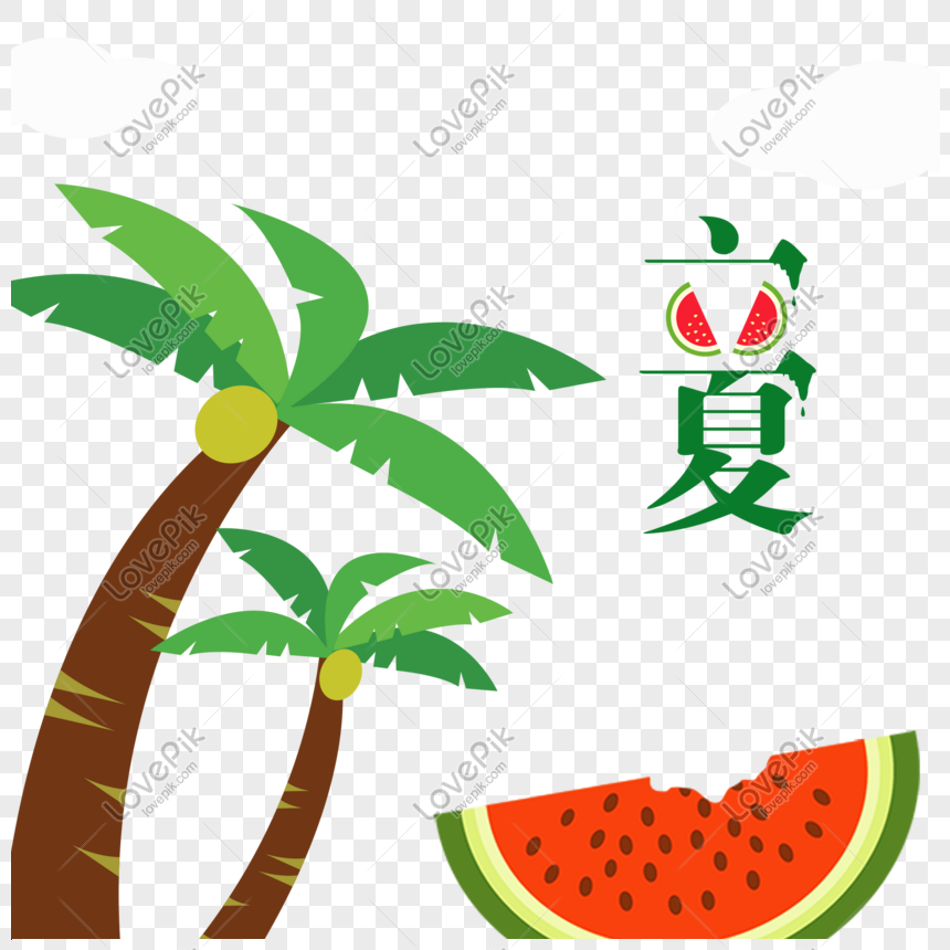Cartoon Coconut Tree Watermelon PNG Transparent Background And Clipart  Image For Free Download - Lovepik | 610623440