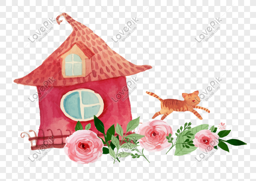 free cartoon hand drawn pink house kitten png image picture free download 610623307 lovepik com lovepik