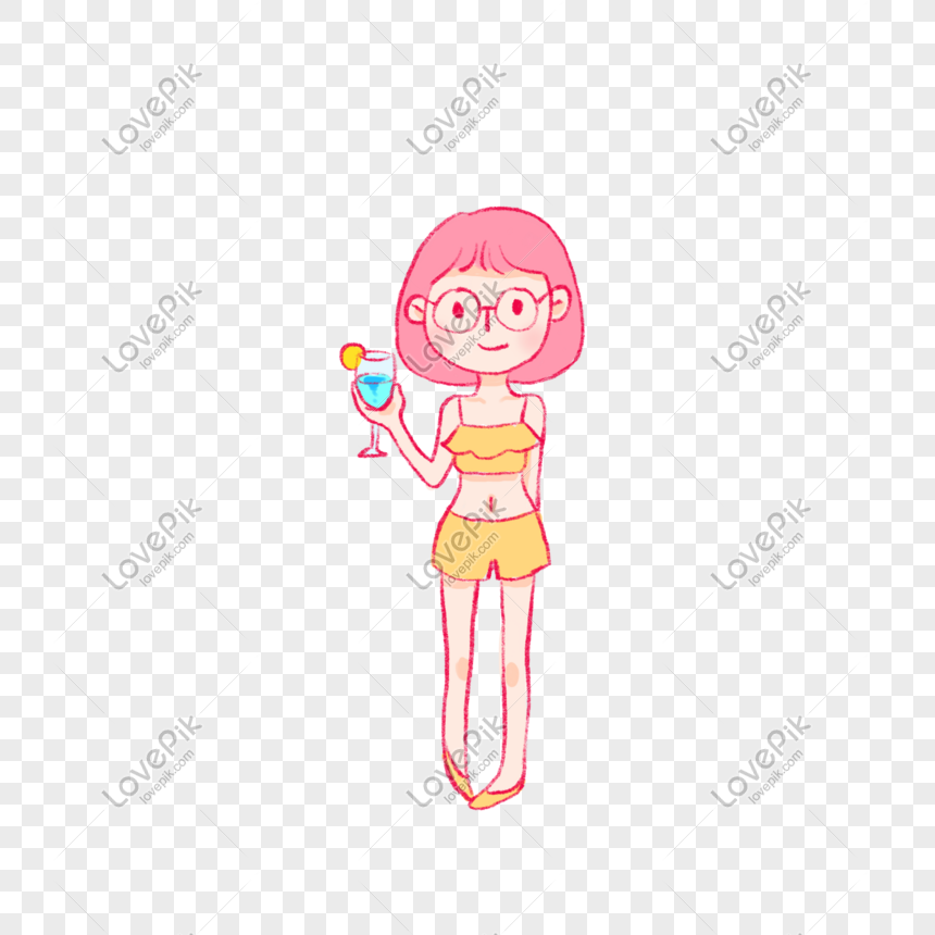 Summer Seaside Candy Color Hand Drawn Cartoon Swimsuit Cocktail Png Image Picture Free Download Lovepik Com