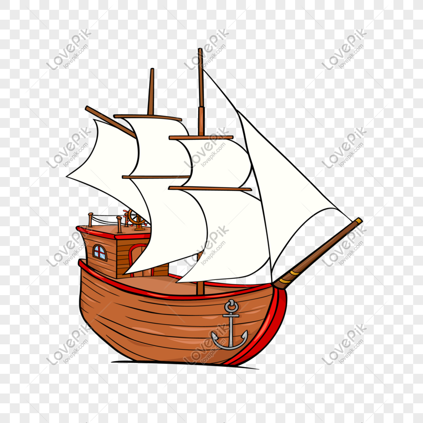 Cartoon hand drawn white sailboat, Sailing, white, white sailboat png image