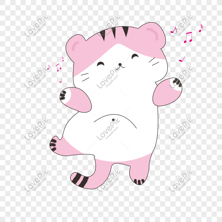 Lucu Pink Kartun Kucing Bernyanyi Yang Dilukis Dengan Tangan Sen Png Grafik Gambar Unduh Gratis Lovepik