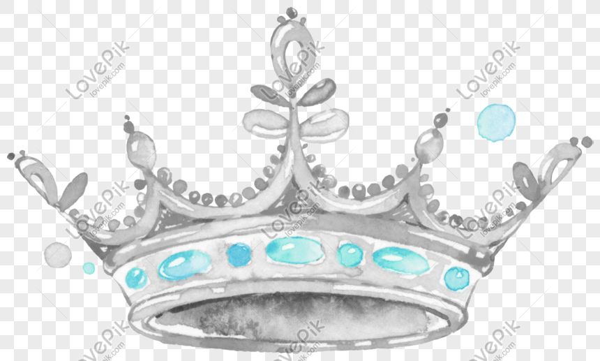 Watercolor hand painted princess silver crystal crown, Crown, crown, headdress png image