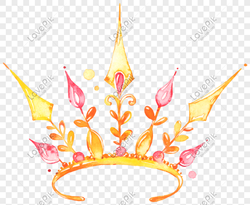 Watercolor hand painted princess golden crown, Crown, crown, headdress png white transparent