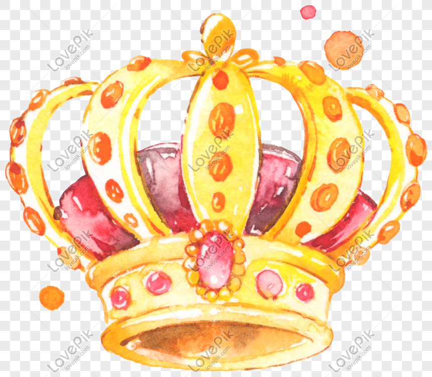 Watercolor hand painted princess golden crown, Crown, crown, headdress free png