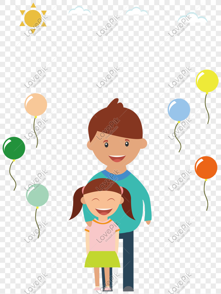 Ayah Hari Ayah Dan Anak Ilustrasi Kartun Lucu Latar Belakang Dek PNG Grafik Gambar Unduh Gratis Lovepik